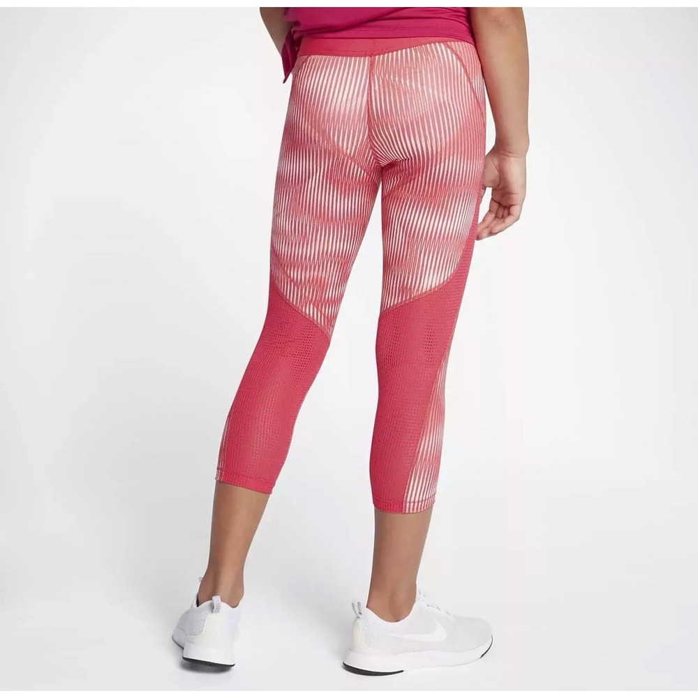 Nike Girls Womens Pro Hypercool Capris Sunblush/Light Fusion Red Size L View 2